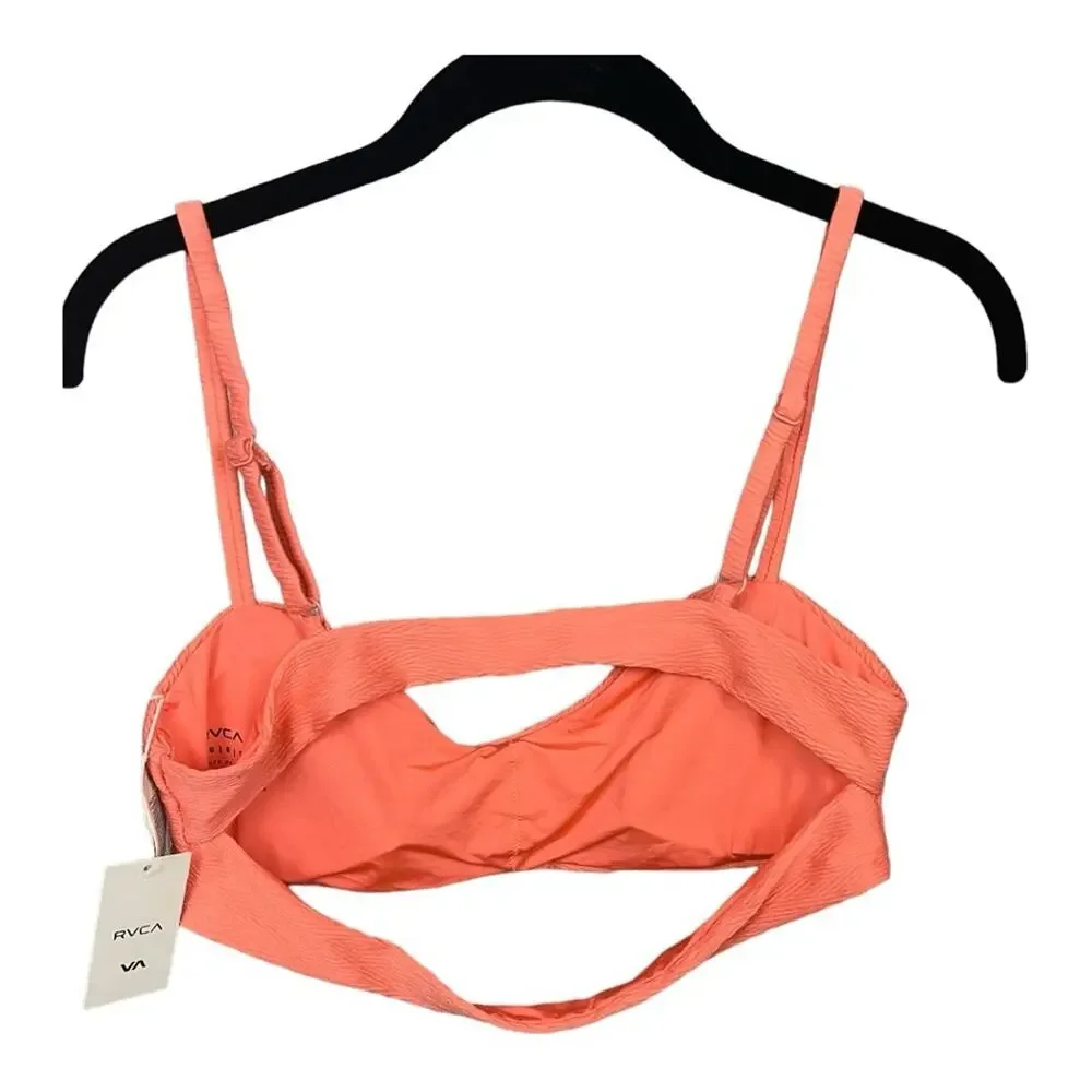 RVCA La Jolla Bikini Top in‎ Coral Size Large NWT